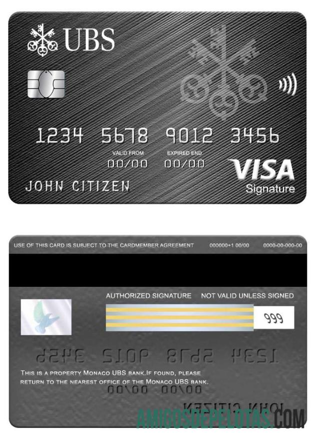 Monaco UBS Bank Visa Signature Card sample